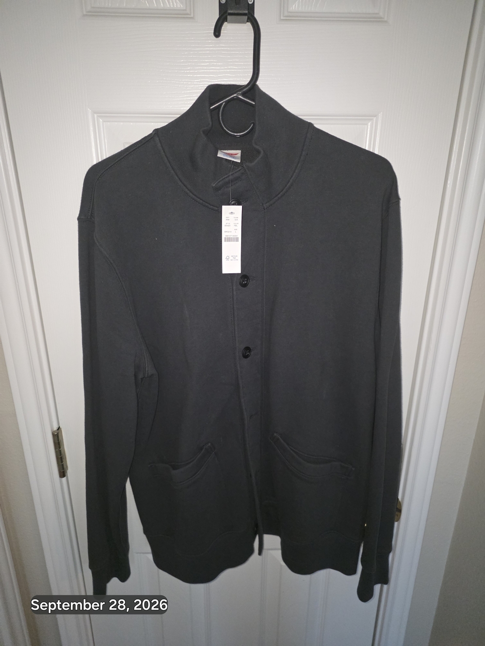 J. Crew Men's Black Button-Front Bomber Jacket